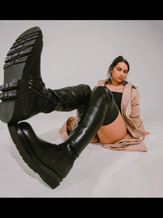Jeffrey Campbell Shoes - NEW Jeffrey Campbell "Tanked-OK" Black Over-the-Knee Boots Women's Sz 12 NIB NWT